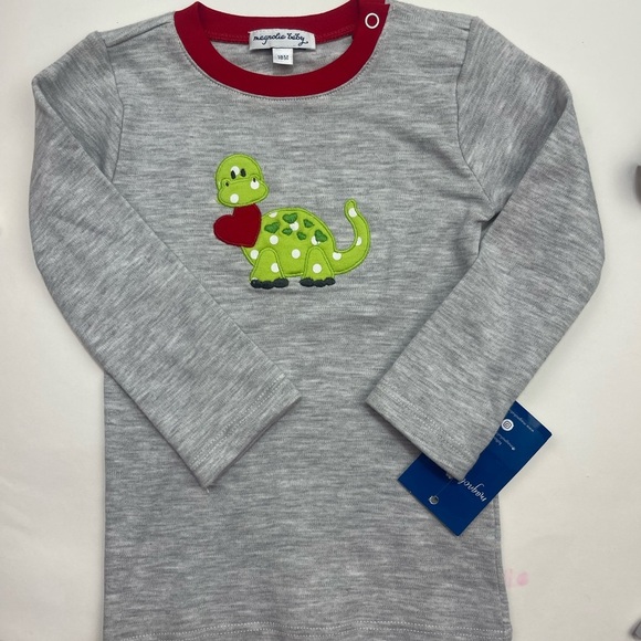 NWT Magnolia Baby Appliqué Heart Dinosaur Kids Long Sleeve Shirt - Picture 5 of 5